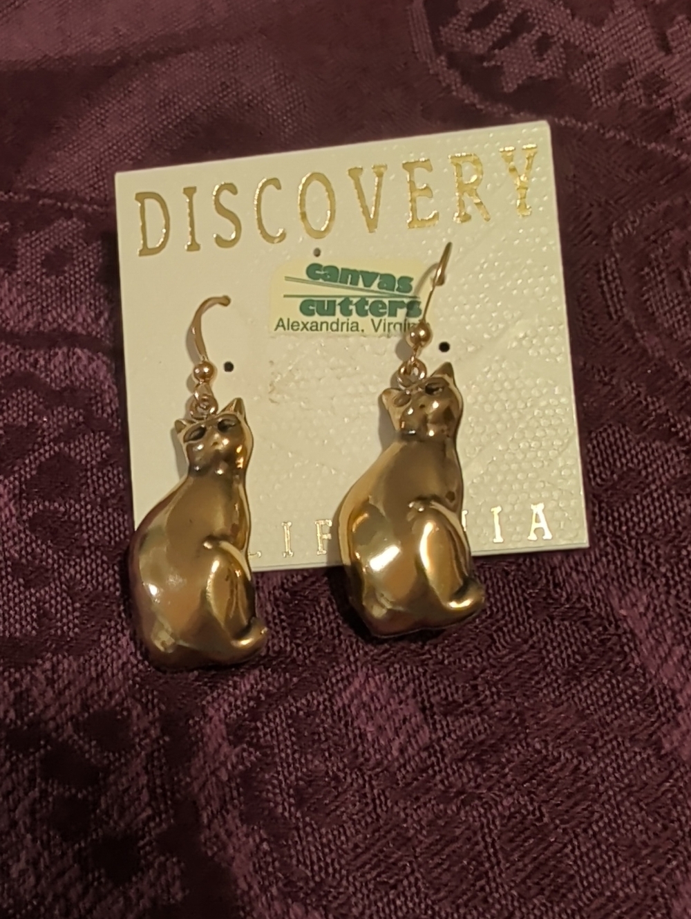 Gold Cat Drop Earrings